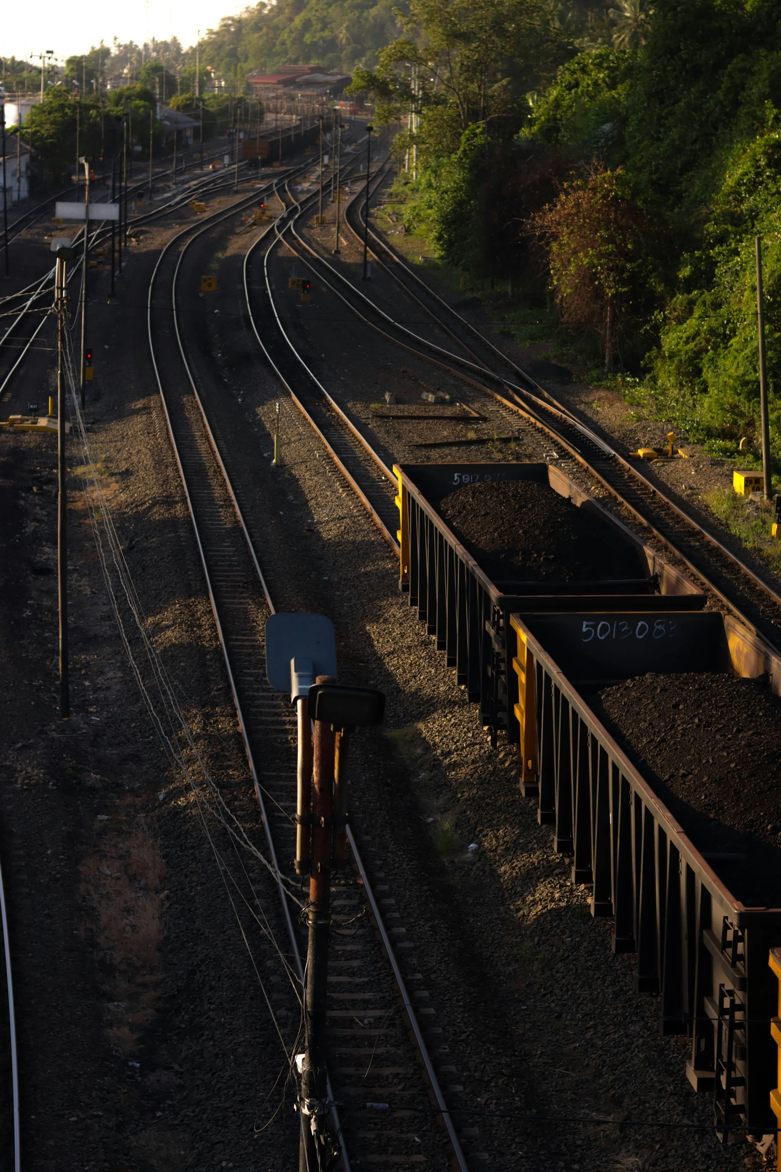 Image of train tracks with coal containers
