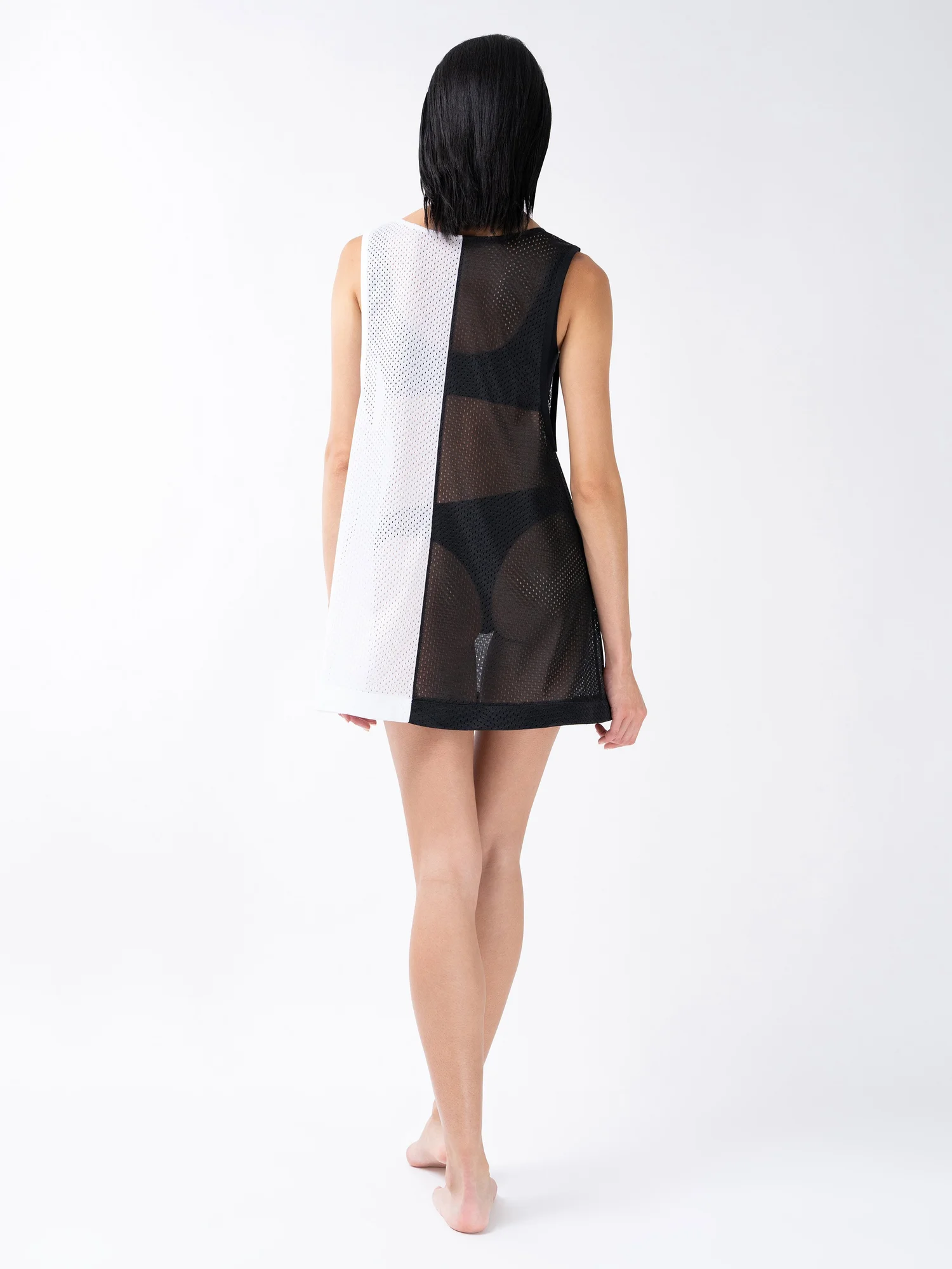 half white half black dress BLACK-WHITE HALF & HALF DRESS