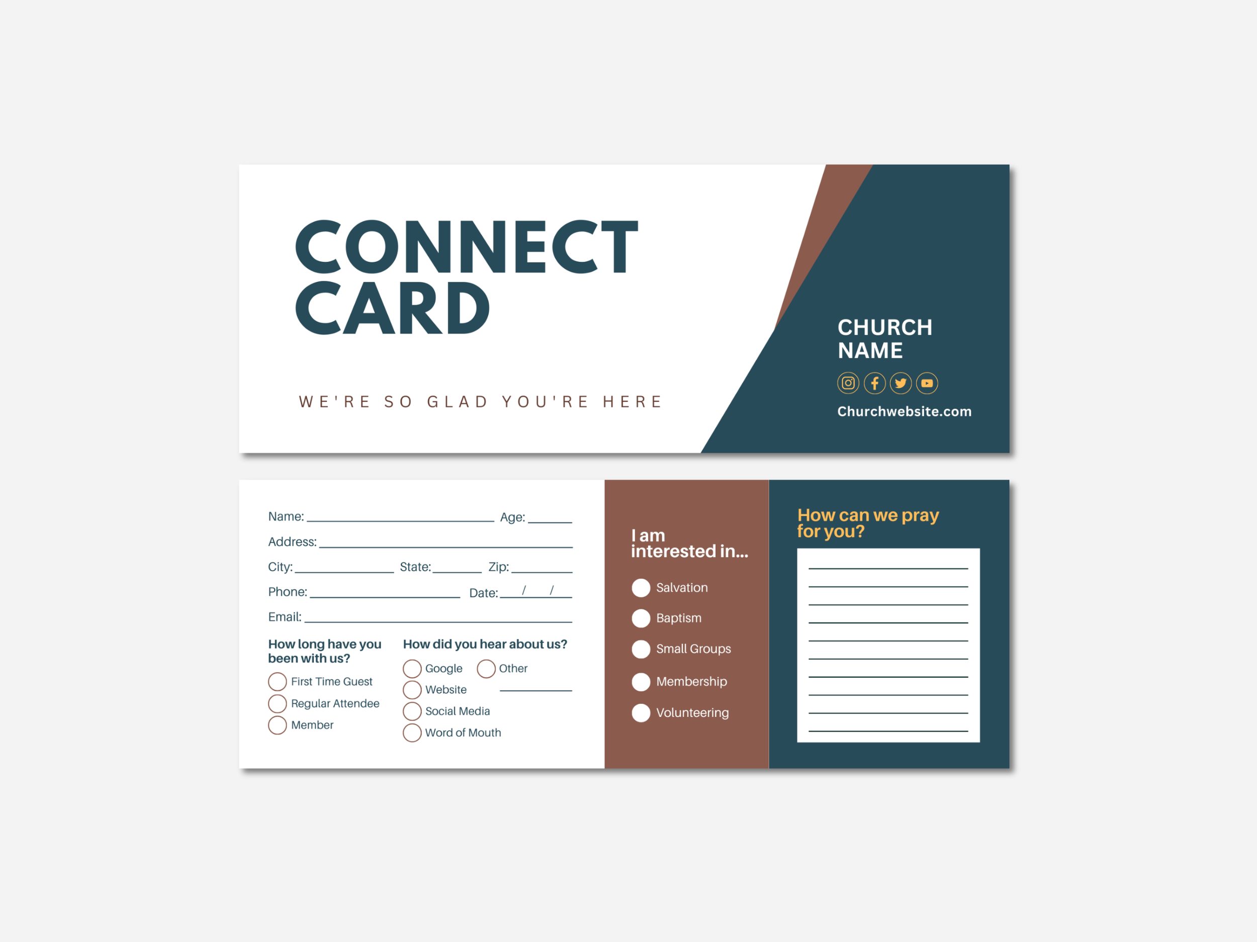 Editable Church Connect Card Template for First-Time Visitors & New Guests - Canva Design