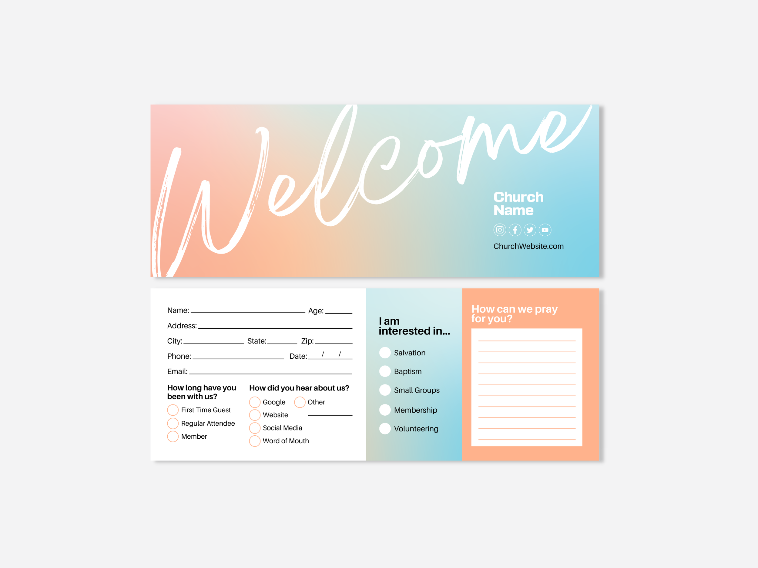 Church Connection Card for New Visitors