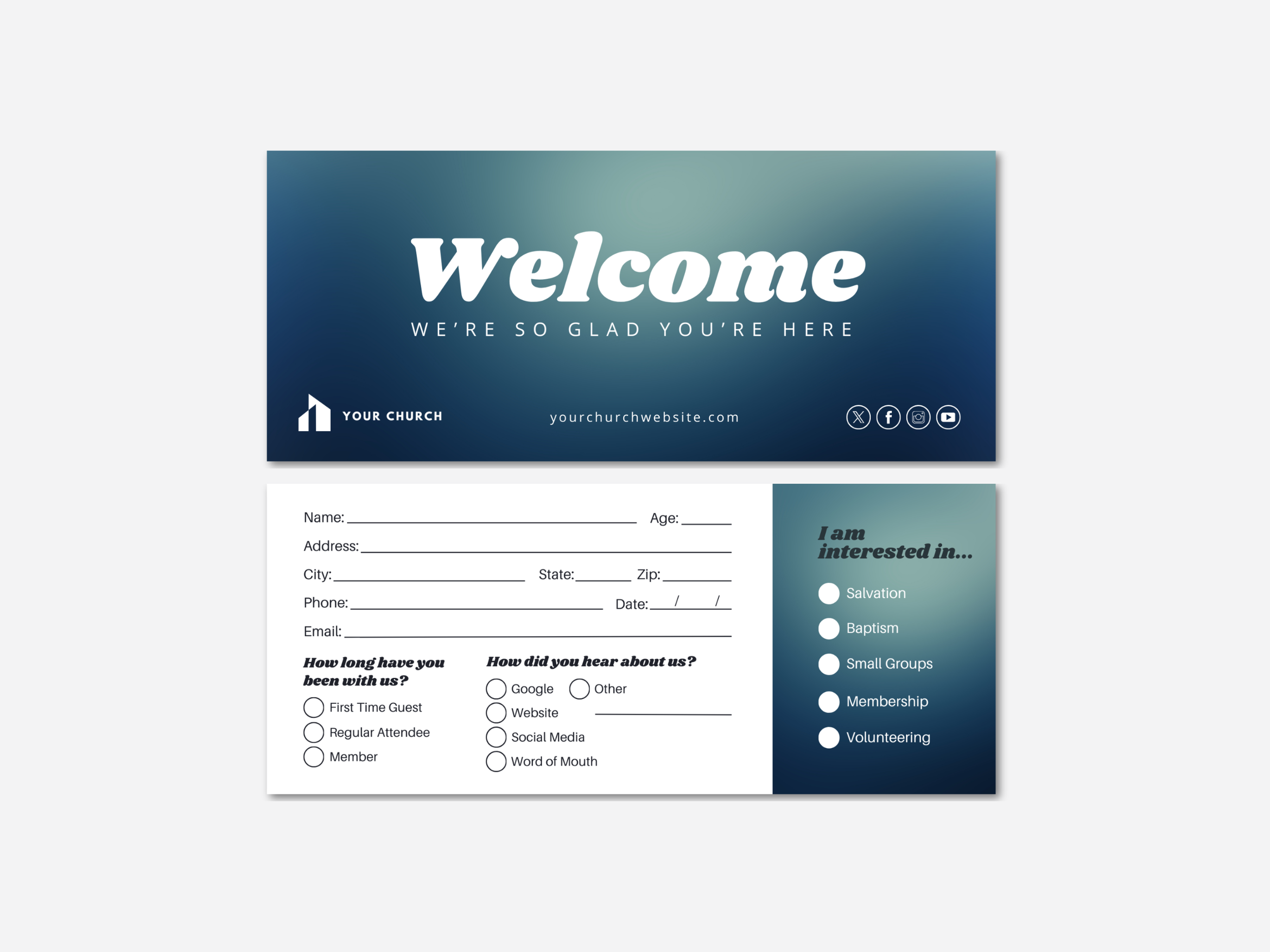 Simple church connection card for first-time guests