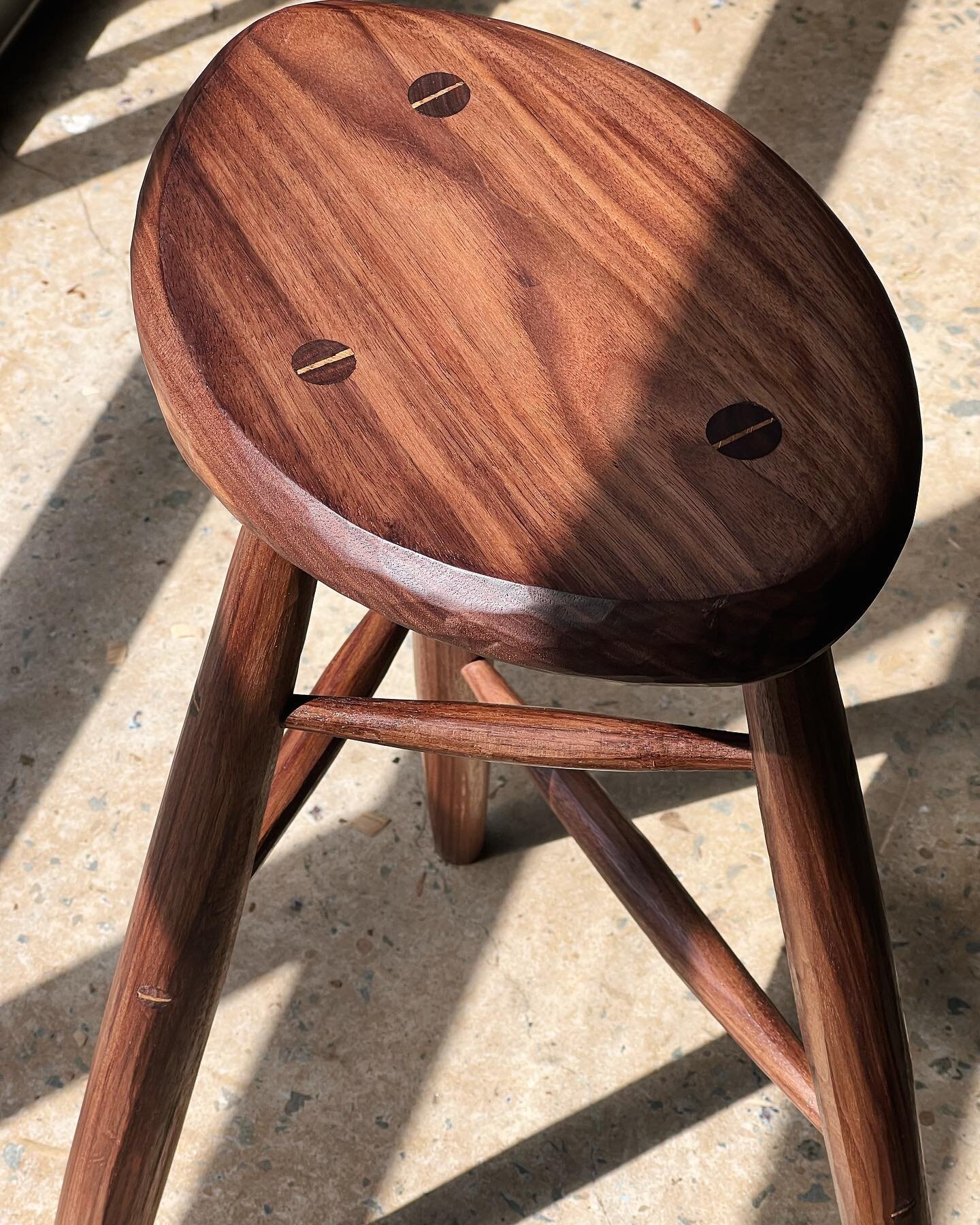 Some walnut stool commissions underway. This one is absorbing a first coat of oil in the sun.