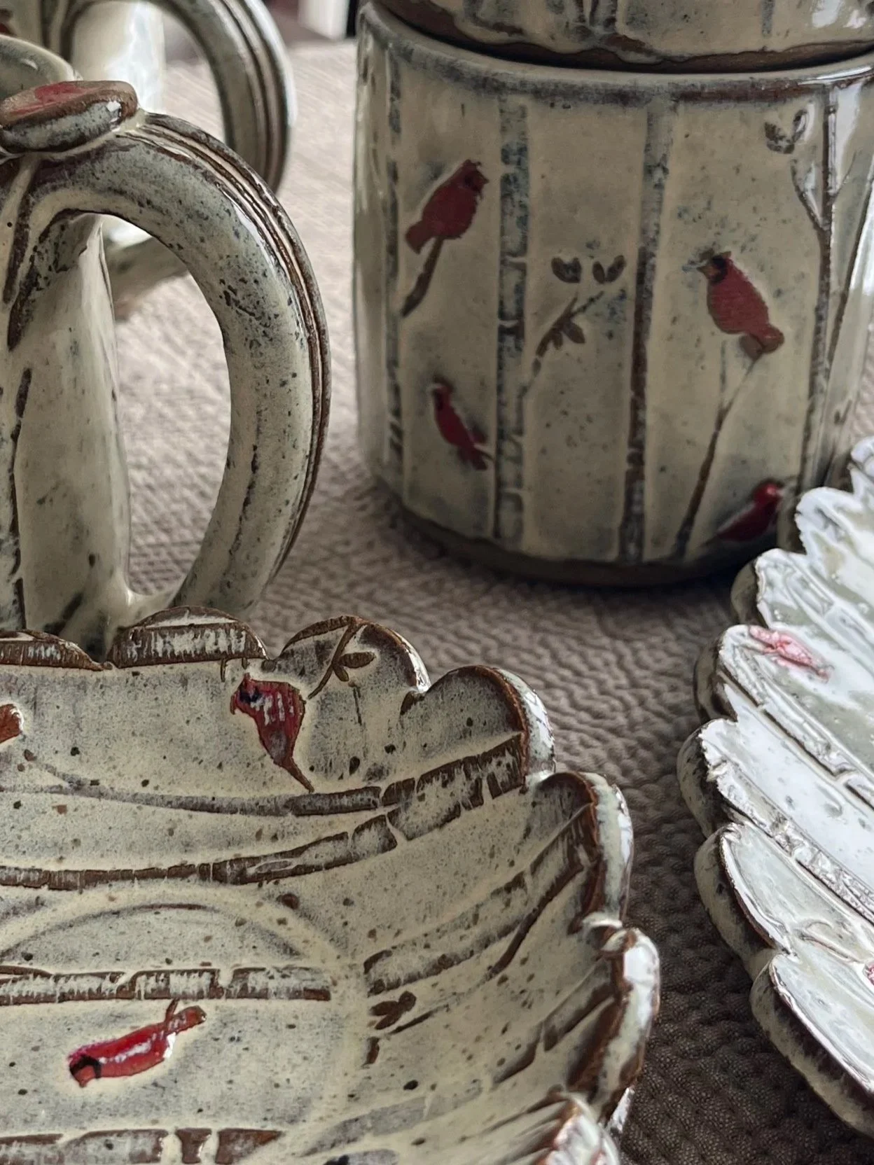 Cardinal Embossed Trinket dish