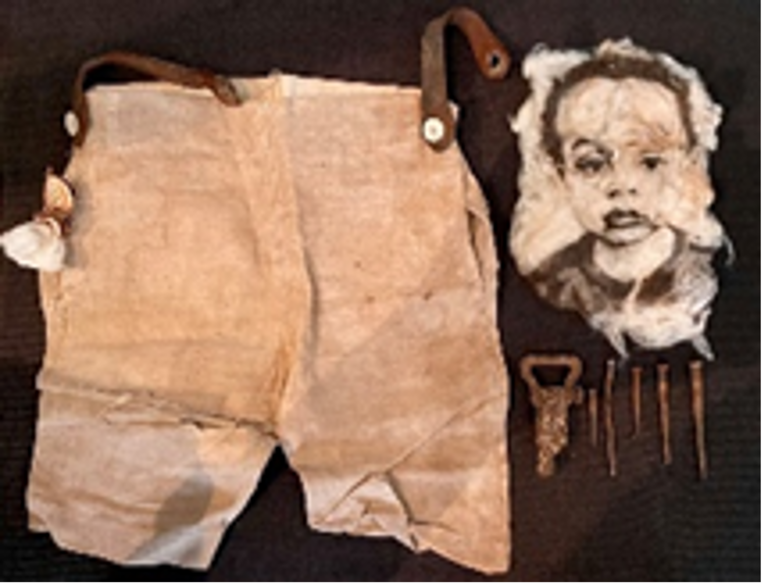 Ann Johnson, Homespun, intaglio on raw cotton, found infant britches from the Seward Plantation, 18 x 24 inches in box frame, 2022. 