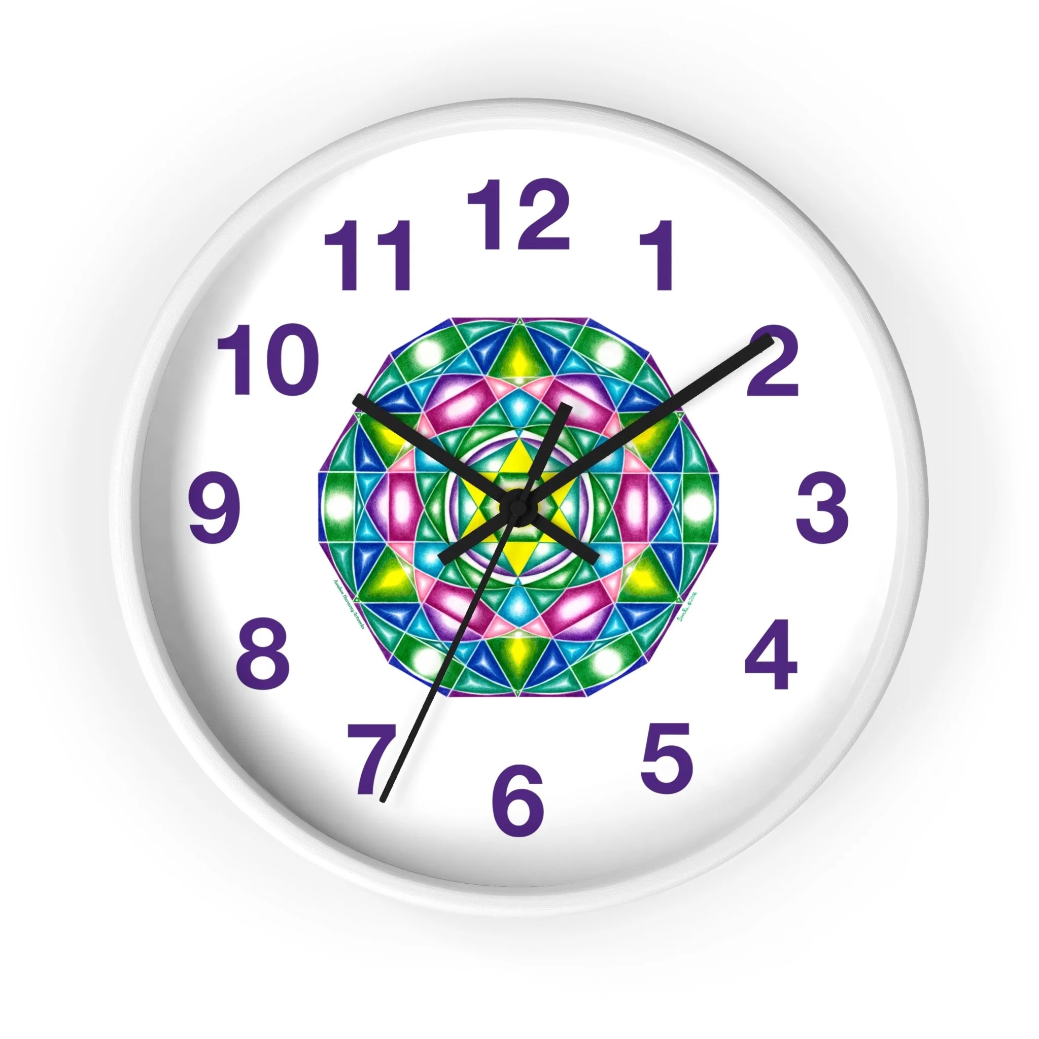 Heart of One: Wall Clock - with violet numbers