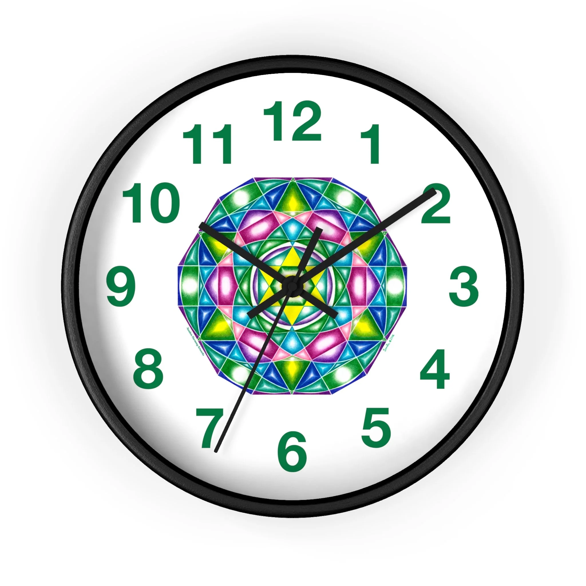 Heart of One: Wall Clock - with green numbers