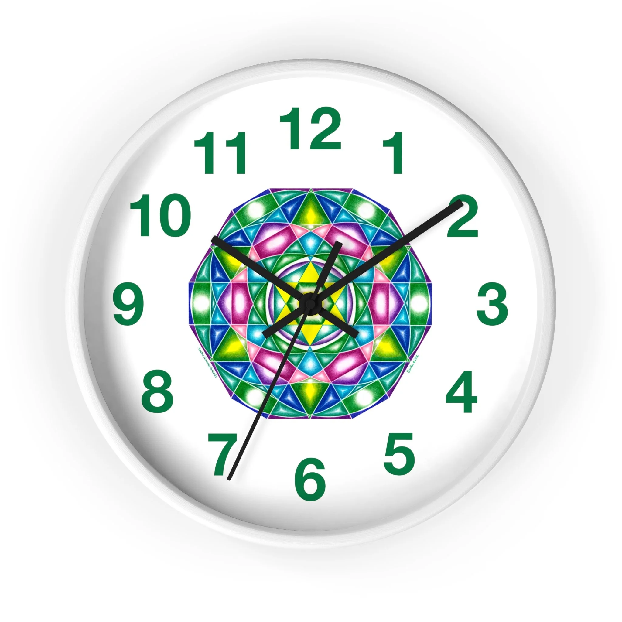 Heart of One: Wall Clock - with green numbers