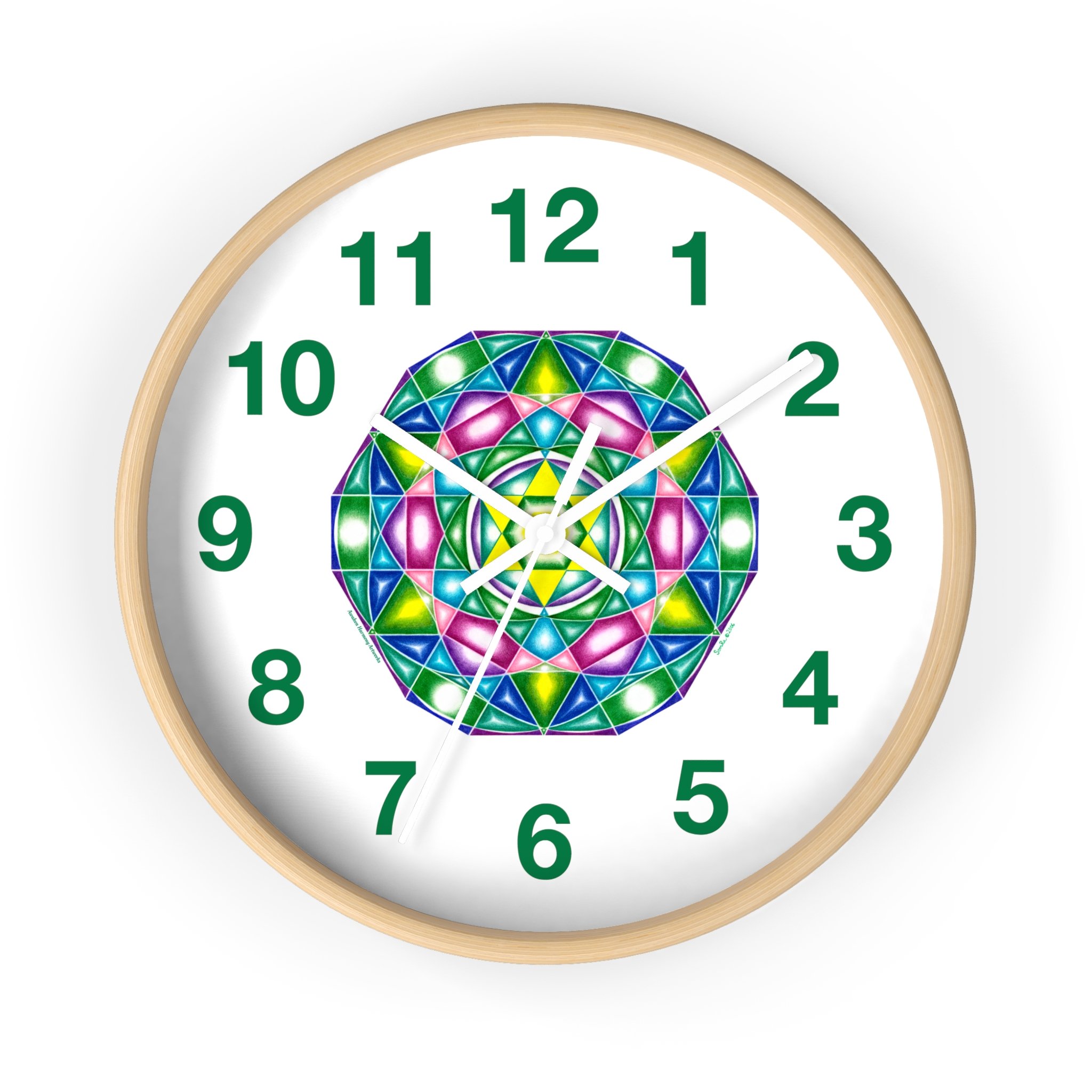 Heart of One: Wall Clock - with green numbers