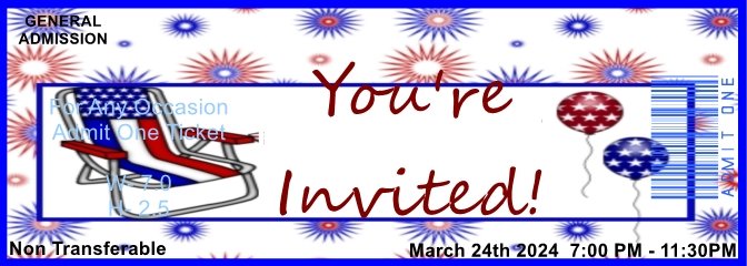 July 4th Chair Admit One Ticket