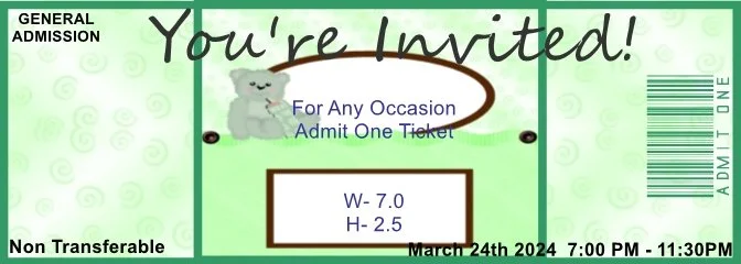 Mint Bear & Bottle Admit One Ticket