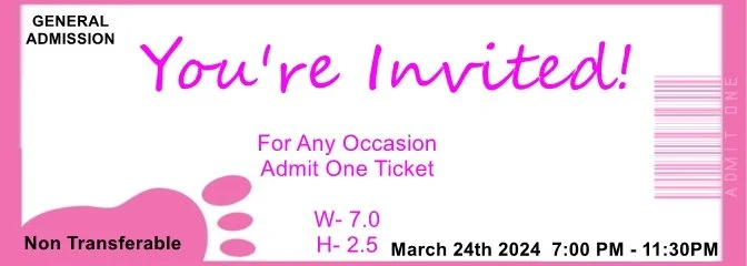 Pink Toes Admit One Ticket