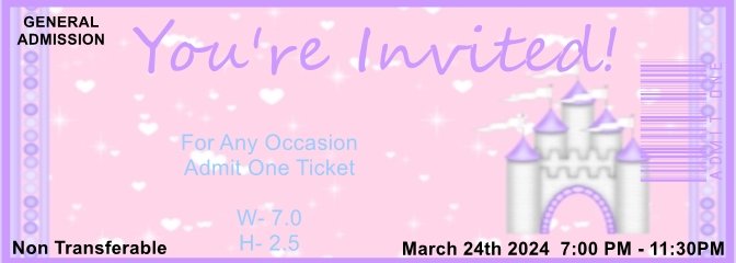 Princess Pink Admit One Ticket