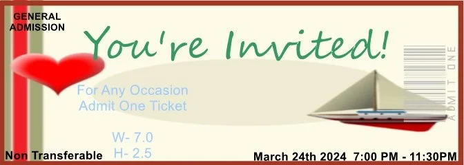 Valentine Sail Admit One Ticket