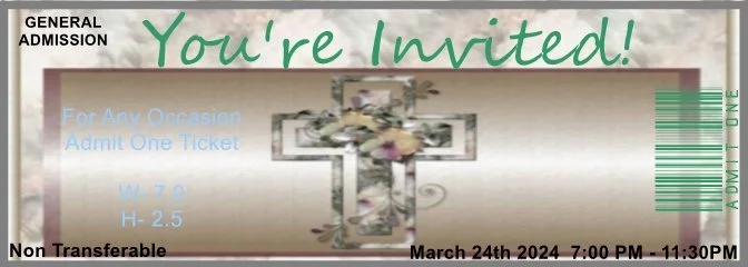 Cross & Flowers Admit One Ticket