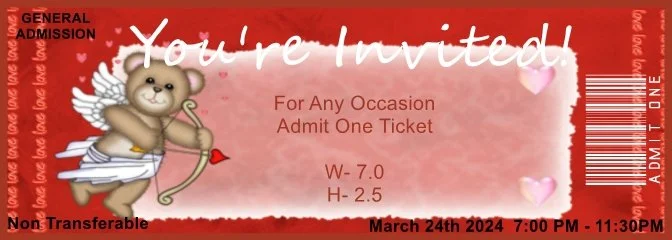 Cupid Love Bear Admit One Ticket