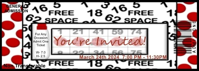 Bingo Red Admit One Ticket