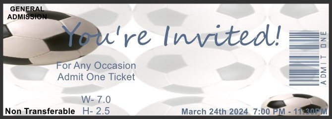 Soccer Ball Admit One Ticket
