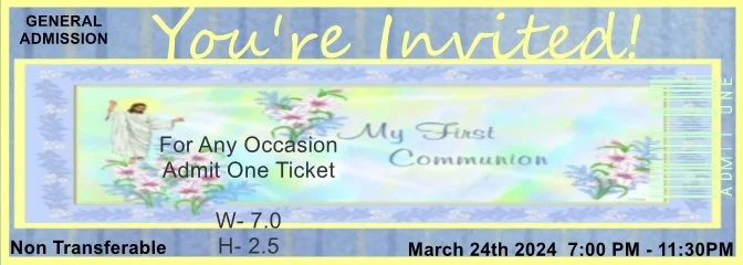 First Communion 1 Admit One Ticket