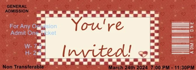 Checker Hearts Admit One Ticket