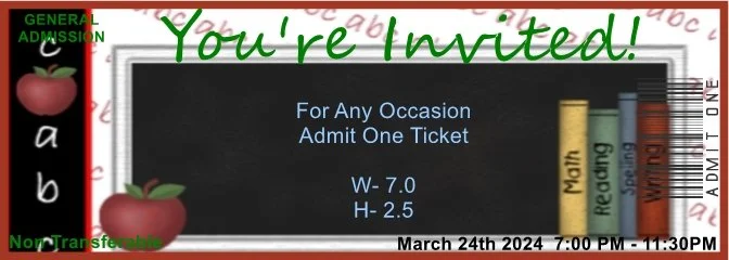 Back to School Books Admit One Ticket