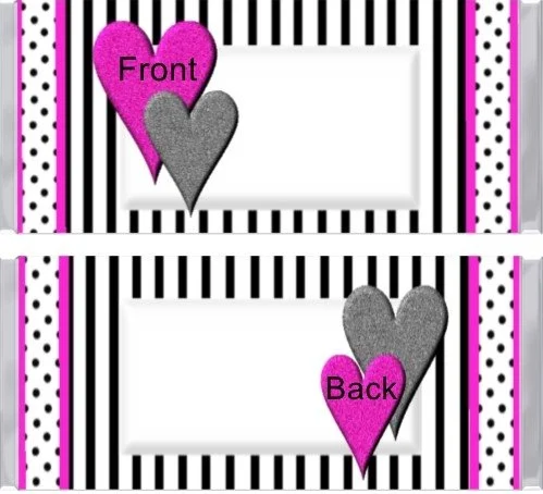 703. Pink & Grey Striped Hearts