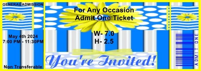 Yellow Stripe Flower Admit One Tickets
