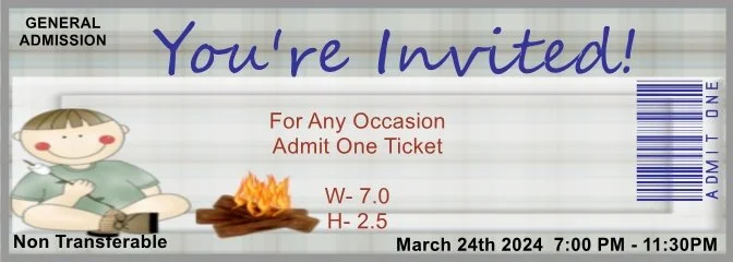 Happy Camper Boy Admit One Ticket