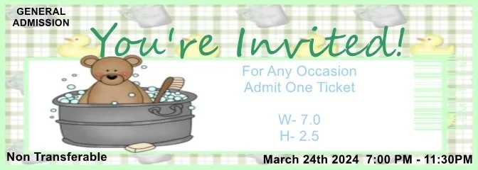 Teddy Tub Admit One Ticket