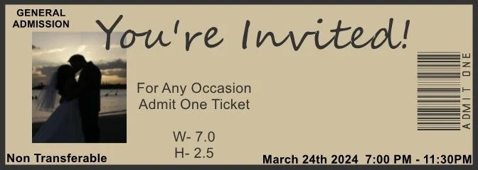 Sunset Wedding Admit One Ticket