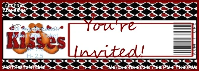 Valentine Bear Kisses Admit One Ticket