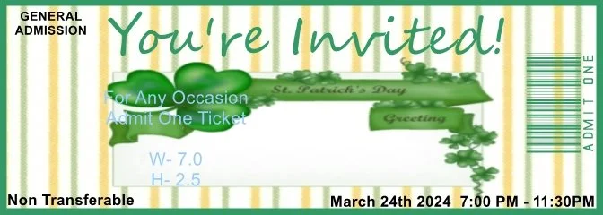 St Patrick's Greeting Admit One Ticket