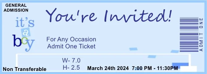 Blue Blocks Boy Admit One Ticket