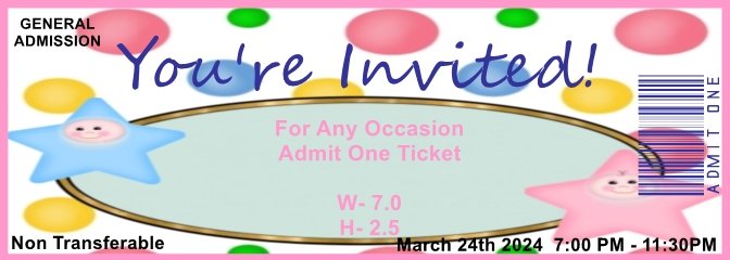 Boy or Girl Bubbles Admit One Ticket
