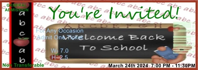 Back to School Bear Admit One Ticket