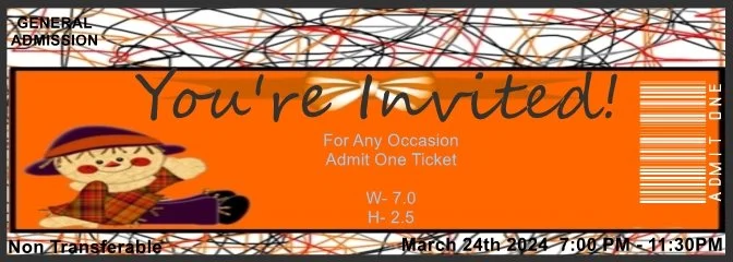 Halloween Scribble Admit One Ticket
