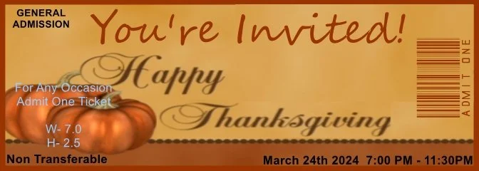 Happy Fall Pumpkin Admit One Ticket