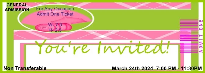 Pink Green Girl Tent Campout Admit One Ticket