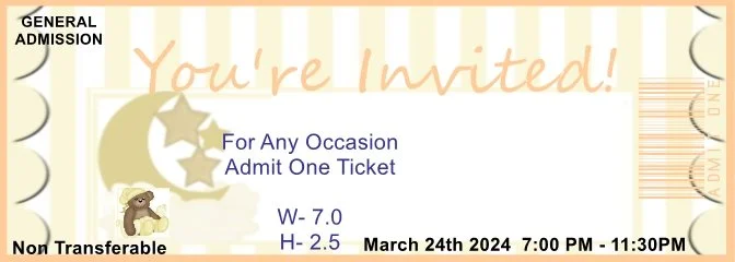 Beary Yellow Admit One Ticket