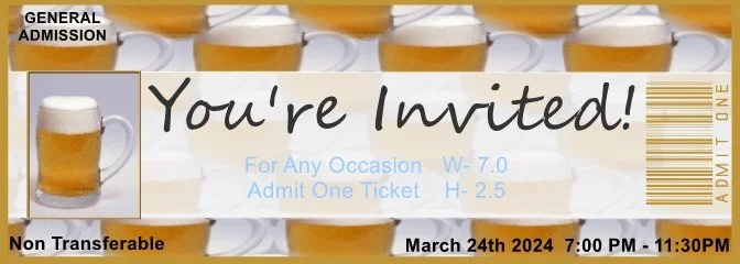 Beer Mug Admit One Ticket