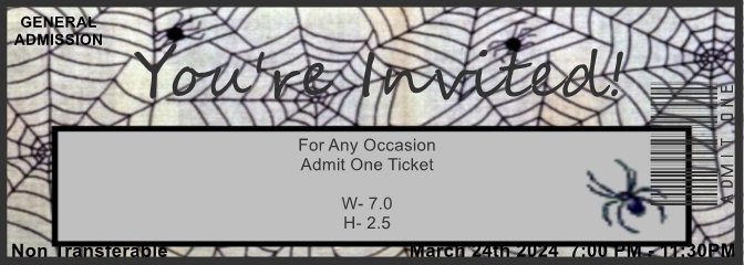 Halloween Spiders Admit One Ticket