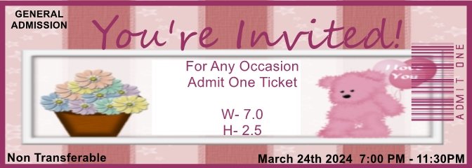 Flower & Bear Admit One Ticket