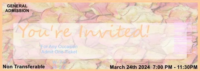 Wedding Rose Pedals Admit One Ticket