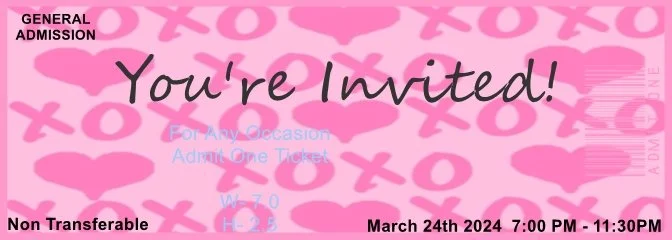 XO Pink & Pink 1 Admit One Ticket