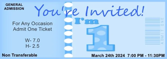 First One Blue Admit One Ticket