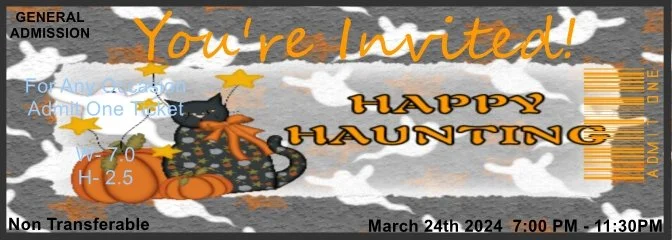 Happy Halloween Cat Admit One Ticket