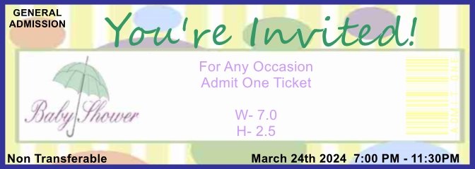 Baby Shower Dots Admit One Ticket