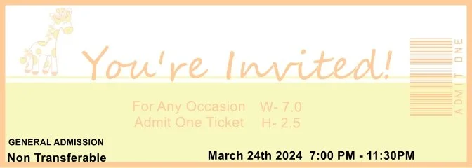 Yellow Giraffe Admit One Ticket