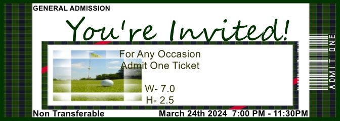 Golf Day Ball Admit One Ticket