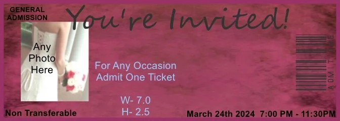 Beautiful Bride Admit One Ticket