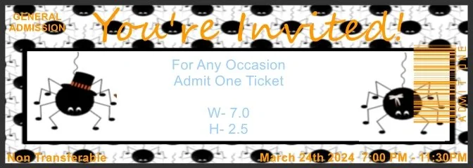 Halloween Spider Couple Admit One Ticket